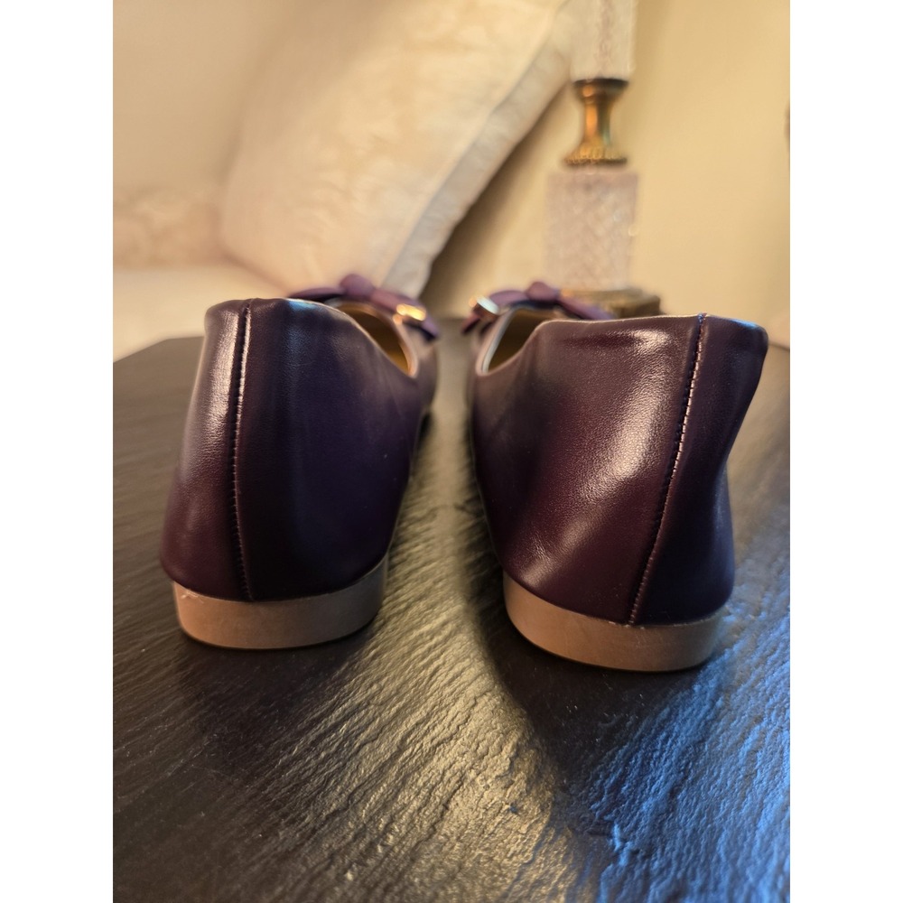 C.Paravano Wms Ballet Flats Square Toe Bow Purple Leather Sz 40.5/9.5 NEW! $128 - Picture 5 of 11